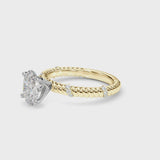 Yellow gold Oval Solitaire Twisted Band Prong Set Engagement Ring