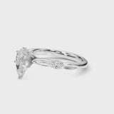 White gold Pear Solitaire Diamond Twisted Band with Four-Prong Setting