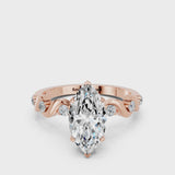 Rose gold Marquise Solitaire Twisted Band with Prong Setting