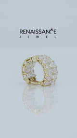 Yellow gold Emerald Diamond Huggie Hoop Earrings