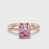 Rose gold Fancy Pink Radiant Cut Diamond Solitaire Ring with Six-Prong Setting and Classic Band