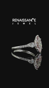 White gold Three-Stone Fancy Pink Marquise Cut Diamond Pavé Band with Four-Prong Setting