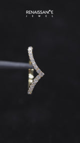Yellow gold Pavé Round Diamond V-Shaped Chevron Band with Shared Prong Setting