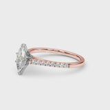 Rose gold Marquise Cut Solitaire Diamond Ring with Pave Band and Four-Prong Setting