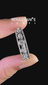 Silver Round Diamond Twist Milgrain Band with Bezel Setting