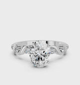 White gold Oval Solitaire Twisted Band with Prong Setting