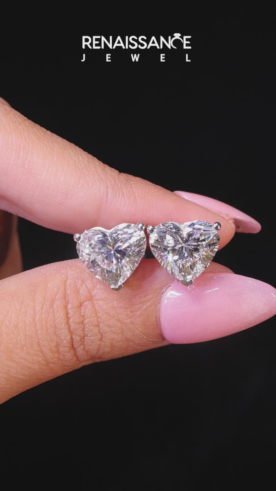 Silver Heart Brilliant Diamond Stud Earrings_73