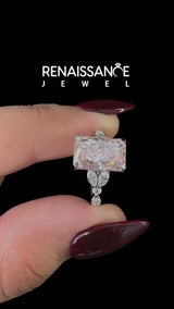 White Gold Radiant Cut Engagement Ring Setting for Fancy Pink Center