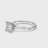 Platinum Princess Solitaire Diamond Twisted Band with Four-Prong Setting