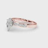 Rose gold Pear Solitaire Diamond Ring with Channel-Set Band and Four-Prong Setting