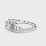 White gold Cushion Solitaire with Pavé Twist Band and Four-Prong Setting