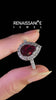 White gold Pear Cut Ruby Halo Ring with Pavé Band and Prong Setting_13