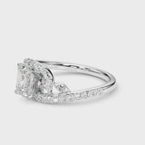 White gold Emerald Solitaire with Pavé Twist Band and Four-Prong Setting