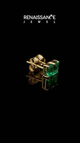 Yellow gold Emerald Cut Emerald Stud Earrings