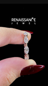 Rose Gold Marquise Laboratory-Grown Diamond Full Eternity Wedding Band with Shared Prong Setting