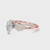 Rose gold Pear Cluster Diamond Engagement Ring with Pavé Band and Four-Prong Setting