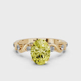 Yellow gold Fancy Yellow Oval  Solitaire Twisted Band with Prong Setting