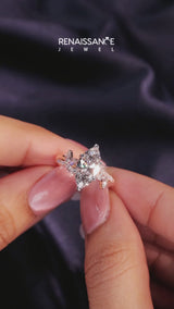 Rose gold Marquise Diamond Floral Vine Solitaire Engagement Ring