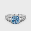 White gold Fancy Blue Cushion  Solitaire Split Shank Pavé Diamond Engagement Ring_341