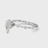 Platinum Pear Solitaire Diamond Ring with Bezel Set Side Stones and Prong Setting