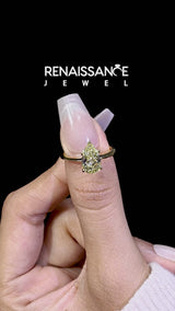 Yellow gold Fancy Yellow Pear Cut Diamond Solitaire Engagement Ring with Classic Band and Four-Prong Setting