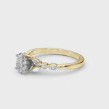 Yellow gold Oval Cut Diamond Solitaire Ring with Side Stones and Four-Prong Setting