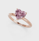 Rose gold Fancy Pink Heart Cut Diamond Solitaire Ring with Six-Prong Setting and Classic Band