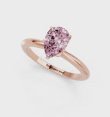 Rose gold Fancy Pink Pear Cut Diamond Solitaire Ring with Six-Prong Setting and Classic Band