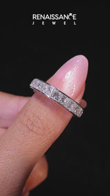 Platinum Princess cut diamond Eternity Band with Channel Set