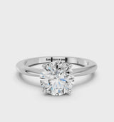 White gold Round Cut Diamond Solitaire Ring with Six-Prong Setting and Classic Band
