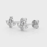 White gold Marquise Cluster Stud Earrings with Round Prong Setting