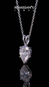 Silver Pear Cut Solitaire Pendant with Three-Prong Setting