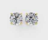 Yellow gold Asscher Cut Diamond Stud Earrings