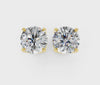 Yellow gold Round Brilliant Diamond Stud Earrings 3