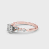 Rose gold Oval Cut Diamond Solitaire Ring with Side Stones and Four-Prong Setting