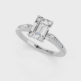 Platinum Emerald Cut Channel Set Solitaire Engagement Ring with Four-Prong Setting