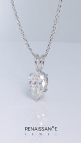 White gold Pear Cut Solitaire Pendant with Three-Prong Setting