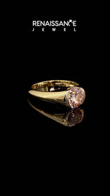 Yellow gold Fancy Pink Round  Solitaire Tension Set Diamond Ring