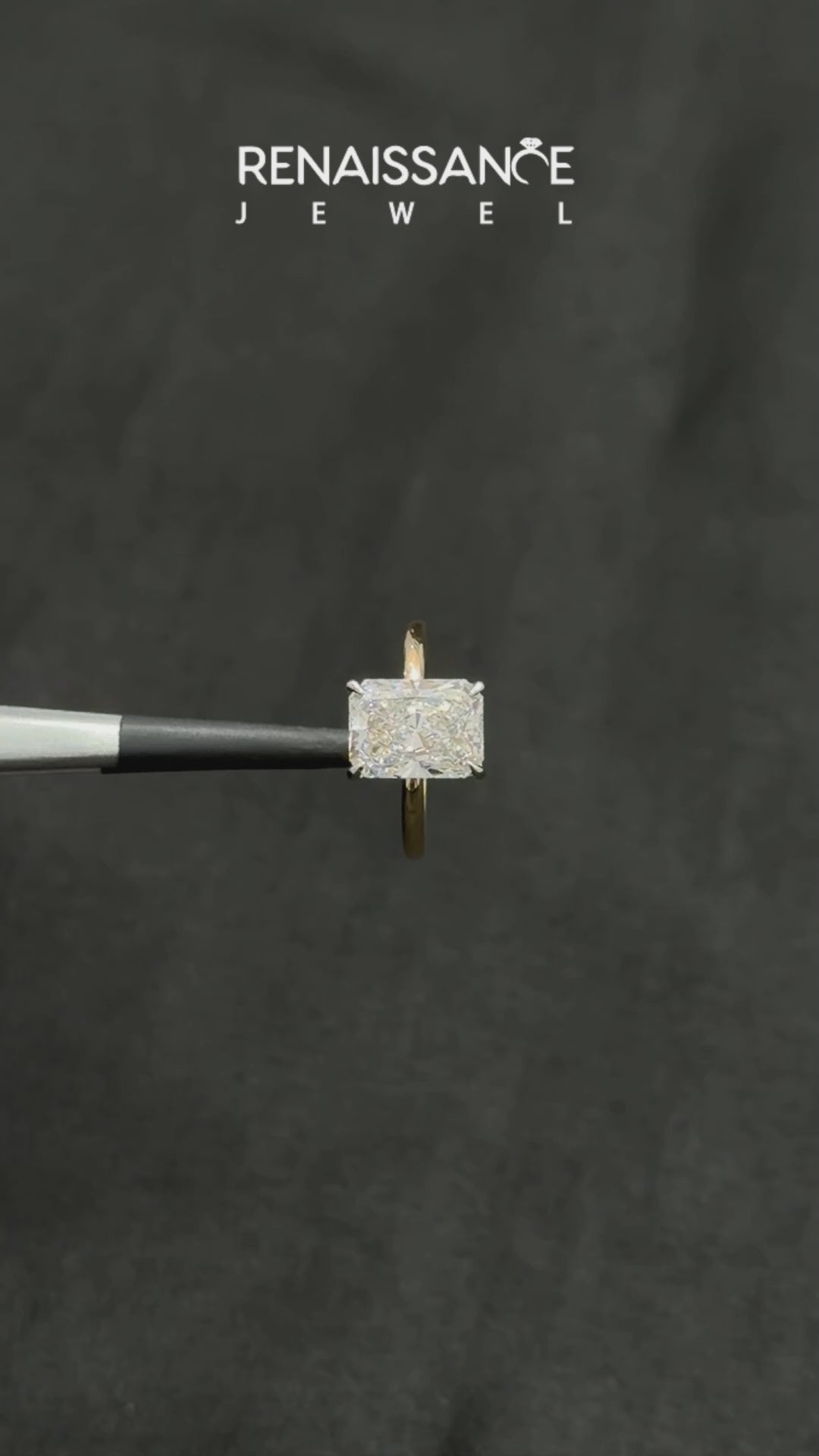 Yellow gold Radiant Cut Solitaire Ring with Thin Band and Four-Prong Setting_15