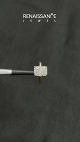 Yellow gold Radiant Cut Diamond Solitaire Ring with Thin Band and Four-Prong Setting