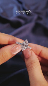10K White Gold 5.07 Carat F VVS2 Marquise Solitaire with Side Stones, Pave Band, Four-Prong Setting