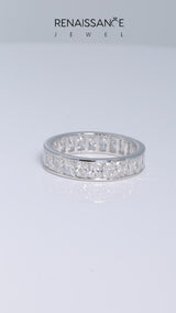 White gold radiant cut diamond eternity band with channel set