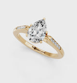 Yellow gold Pear Cut Channel Set Solitaire Engagement Ring with Four-Prong Setting