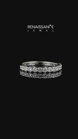 Silver Round Moissanite Half Eternity Band with Prong Setting