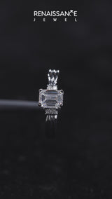 White gold Princess Cut Three-Stone Channel Set Ring with Bar Prongs