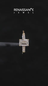 18K Yellow Gold 3.51 Carat D VVS2 Emerald Cut Diamond Ring with Tapered Baguette Side Stones in Four-Prong Setting