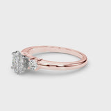 Rose gold Three-Stone Oval Cut Diamond Solitaire with Prong Setting and Classic Band