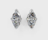 Silver Marquise Cut Diamond Stud Earrings