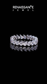 Silver Pear Diamond Full Eternity Band with Shared Prong Setting