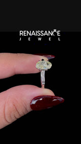Sterling Silver Oval Solitaire Engagement Ring Setting for Fancy Yellow Center with Bamboo Band
